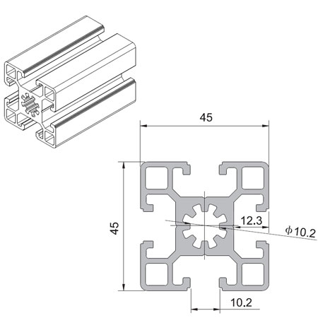 4545 T-Slot Aluminium Profile